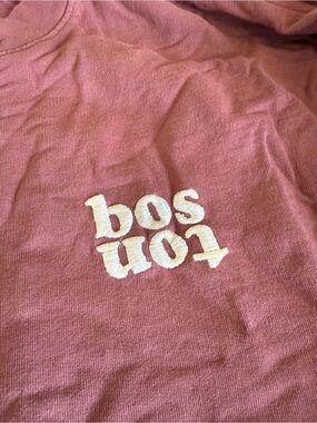 Dusty Rose Crewneck Sweatshirt with White Embroidered Text